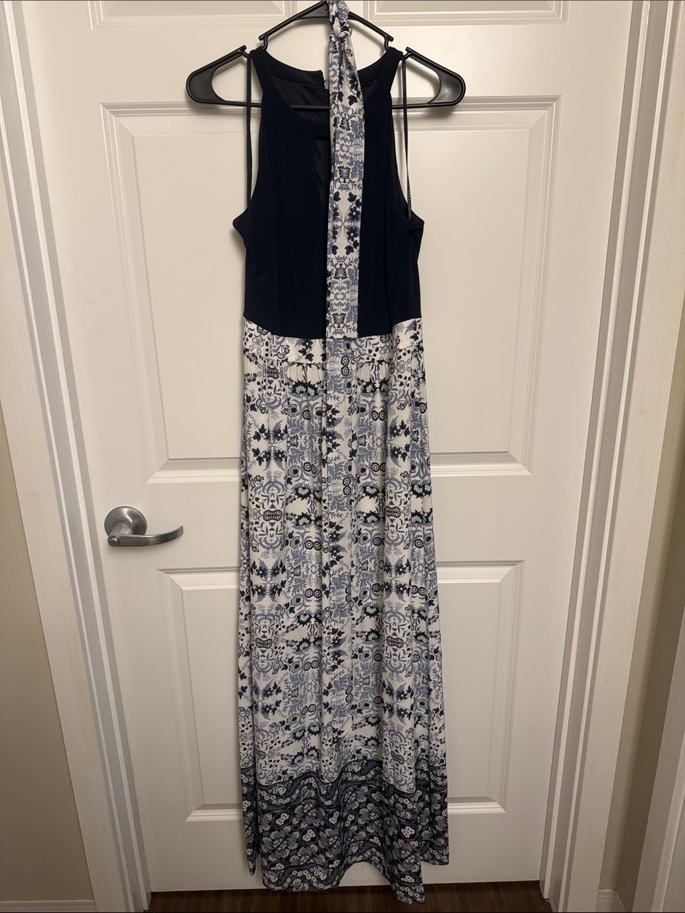 Vince Camuto Navy and White Maxi Dress